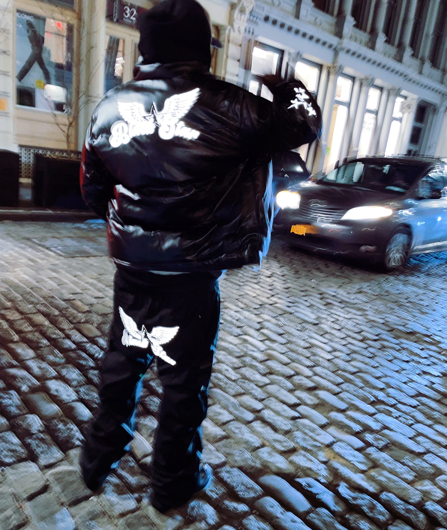 BS Reflective Leather Puffer